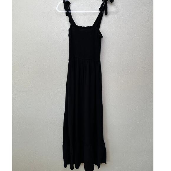 Zesica Women’s Black Tie-Strap Smocked Maxi Dress US S - Picture 2 of 15